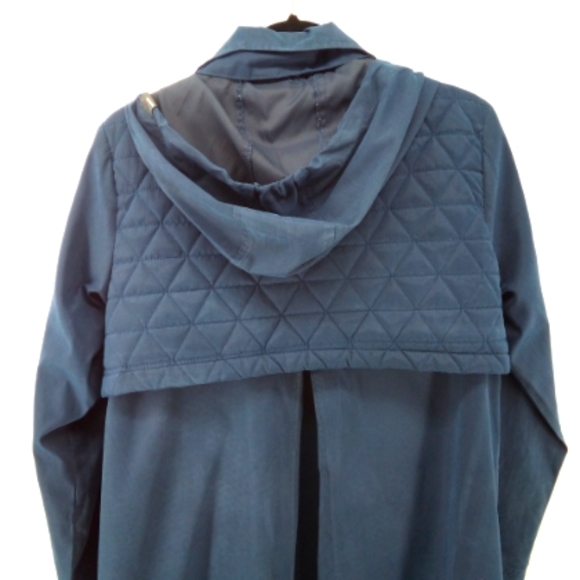 MONDETTA QUILTED OVERLAY RAIN PARKA TRENCH COAT NAVY BLUE M - Picture 5 of 12